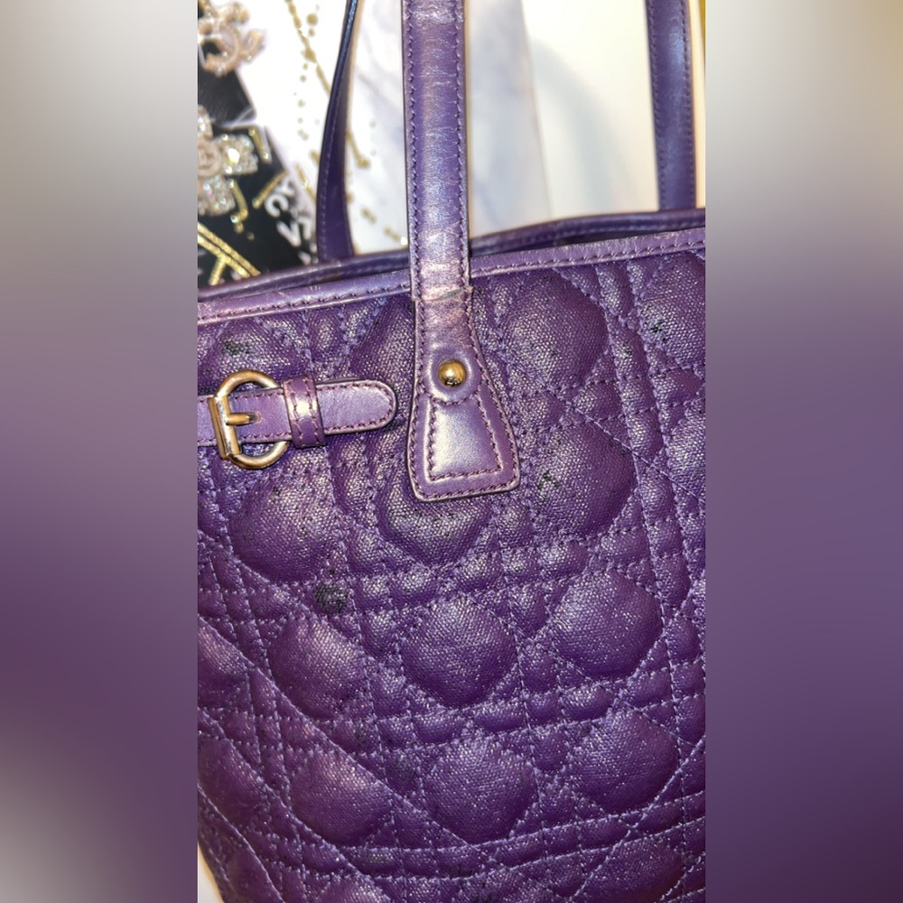 Christian Dior Cannage Purple Quilted Tote Bag - Picture 8 of 12